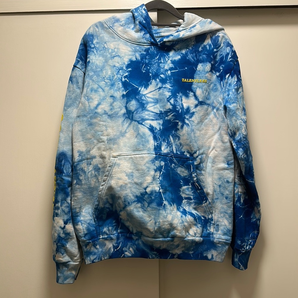 Talentless Size Medium Hoodie Blue White Tie Dye